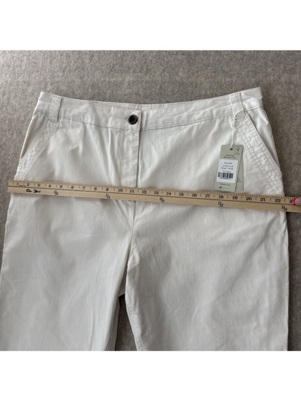 Boden Classic Chino Pant Slim Ankle Length Ecru Womens 14 New - Picture 7 of 16
